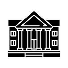 Bank black icon, concept illustration, vector flat symbol, glyph sign.