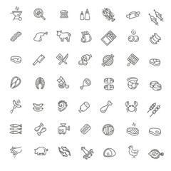 Simple Set of Meat Related Vector Line Icons.