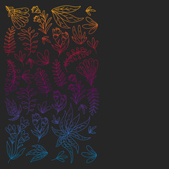 Hand vector drawn floral, leaves elements. Pattern for logo, greeting card, wedding design.