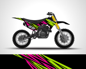 Racing motorcycle wrap decal and vinyl sticker design. Concept graphic abstract background for wrapping vehicles, motorsports, Sportbikes, motocross, supermoto and livery. Vector illustration.