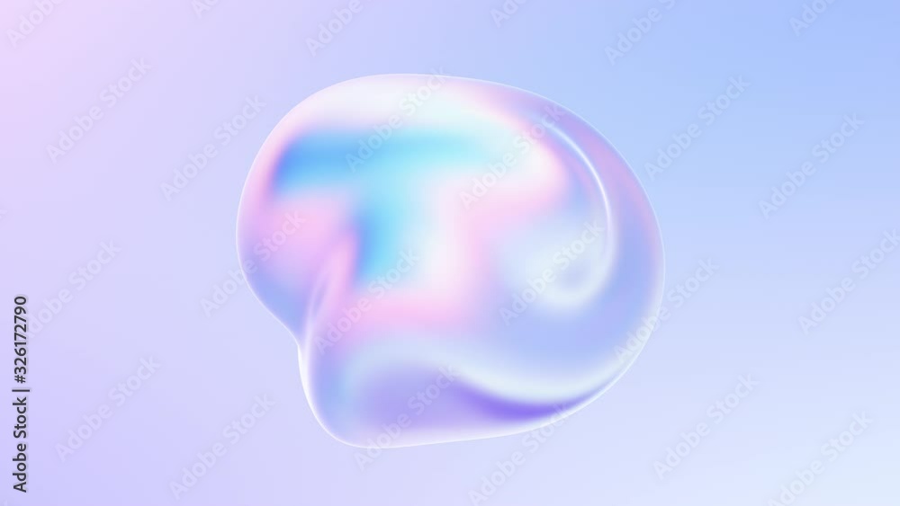 Aufkleber Abstract morphing fluid metal blob pulsating in space. Liquid shape 3D animation in 4K resolution. Bright holographic colors. Seamless looped 3D video with alpha matte.
