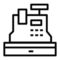 Cash register icon in line style. Cashier symbol illustration. Cash machine, money drawer concept.