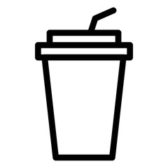 Juice cup icon in line style. Cool drink cup with straw symbol. Smoothie sign.