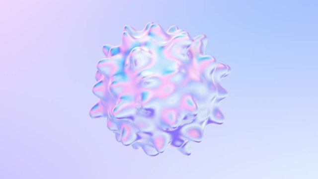 4K 3D video with abstract liquid shape molecule virus. Futuristic science concept. Seamless looped 3D animation with alpha matte. 
