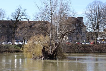 Fototapeta na wymiar La rivière le Doubs dans la ville de Besançon - Ville de Besançon - département du Doubs - Région Bourgogne Franche Comté - France
