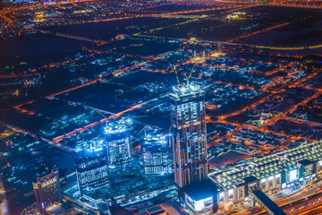 ブルジュ・ハリファの展望台から見えるドバイの夜景