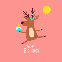 Deer wishes a happy birthday. Vector graphics. - 326174154