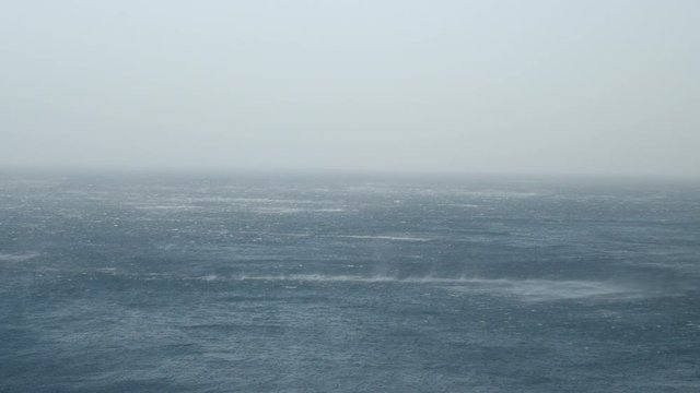 Sandstorm Calima in Tenerife ocean. Canary Islands hit by African Sahara dust sand storm. Spain 23 FEB 2020