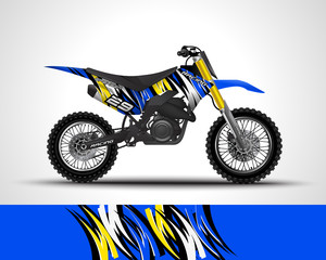 Racing motorcycle wrap decal and vinyl sticker design. Concept graphic abstract background for wrapping vehicles, motorsports, Sportbikes, motocross, supermoto and livery. Vector illustration.