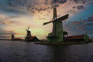 Dynamic dutch windmill in holland