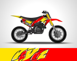 Fototapeta premium Racing motorcycle wrap decal and vinyl sticker design. Concept graphic abstract background for wrapping vehicles, motorsports, Sportbikes, motocross, supermoto and livery. Vector illustration.