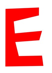 Red letter E on a white background - Lilleaker 