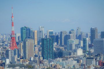 Fototapeta na wymiar 恵比寿ガーデンプレイス展望台から見える東京の街並み