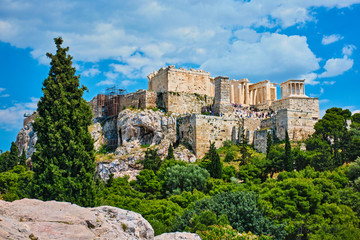 Iconic Parthenon Temple at the Acropolis of Athens, Greece
