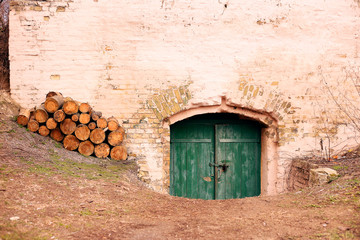 Old decayed wooden door