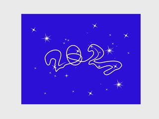 Fototapeta na wymiar Constellation 2021. New year galaxy, holiday asterism. Hand draw illustration blue vector