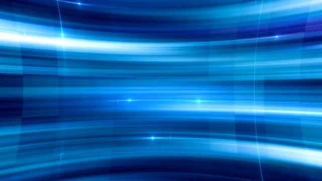 This stock motion graphics video shows curved blue lights in motion.
