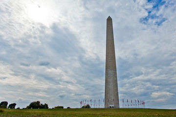 The obelisk of the Washington Monument on sunny day