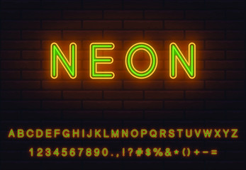bold green orange neon font set
