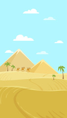 illustration of Egypt with palms and camels