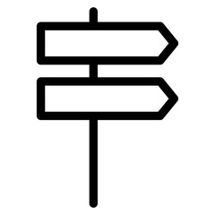 Signpost icon in line style. Guidepost, direction arrows symbol. Milepost, road guide boards.