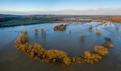 River Severn in Flood in Shropshire - 326188964