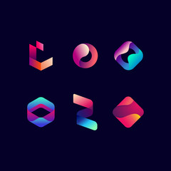 vector collection geometric gradient abstract icon concept