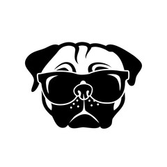 Pug dog wearing sunglasses - vector illustration