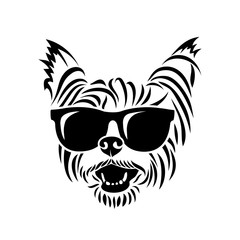 Yorkshire terrier wearing sunglasses - Yorkie - isolated vector illustration