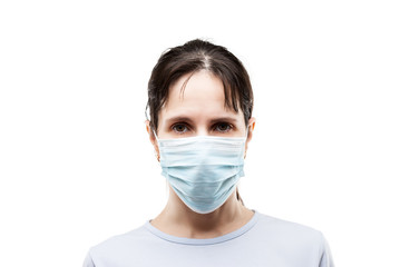 Beauty young woman wearing respiratory protective medical mask