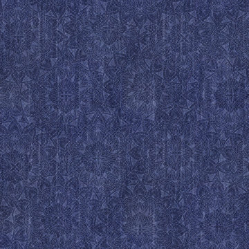 tileable seamless pattern of blue jeans denim texture with acid print of geometric abstract flowers inspired in mandala art style