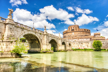 Obraz premium Saint Angelo Castle on a Sunny Day, Castel Sant Angelo in Rome