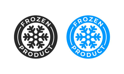 Frozen product vector food package label. Fresh frozen product, snowflake icon