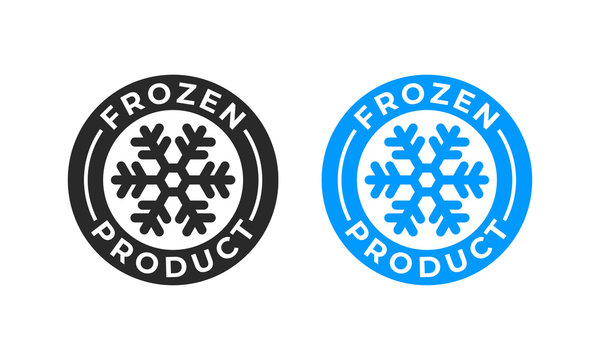 Frozen Product Vector Food Package Label. Fresh Frozen Product, Snowflake Icon