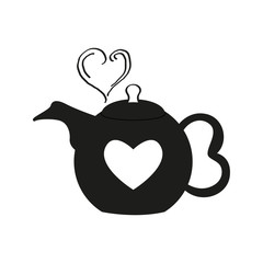 Isolated teapot with a heart