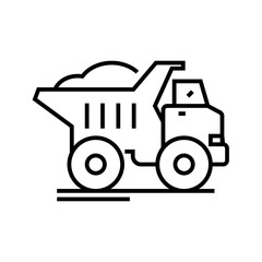 Dump truck line icon, concept sign, outline vector illustration, linear symbol.