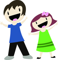 happy children girl and boy smiling