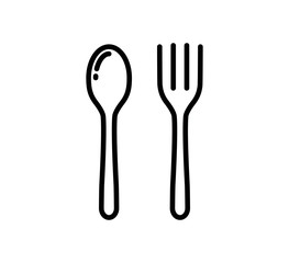 Spoon and fork icon vector logo template