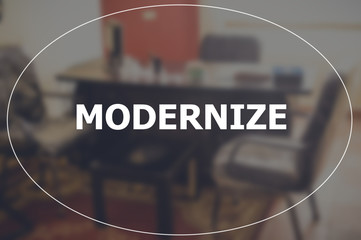 modernize word with business blurring background
