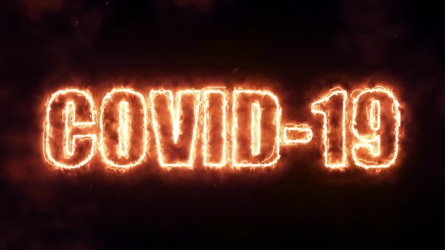 COVID-19 - Coronavirus scientific code text in hot fire animation