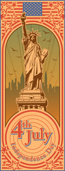 Fototapeta premium Independence Day, Statue of Liberty, holiday, vector