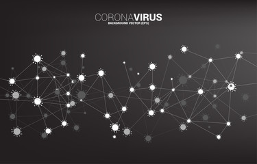 Close up particle wuhan and Corana virus outbreak background. Concept for flu sickness illness and covid19.