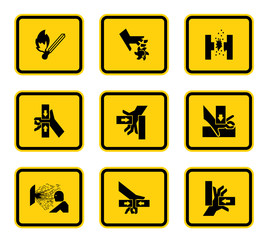 Warning Hazard Symbols labels Sign Isolated on White Background,Vector Illustration