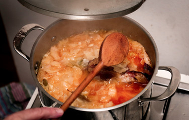 Cooking cabbage for lunch