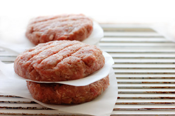Plant based meat concept. Three Vegetable burger patties. First non-soy plant meat to sell in supermarkets.