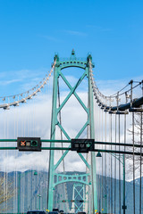 Vancouver, British Columbia, Canada - December, 2019 - Beautiful view of the Vancouver streets on the way to the Lions Gate Bridge.