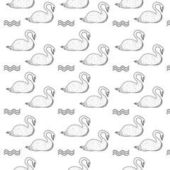 Seamless pattern swans background illustration vector eps 10