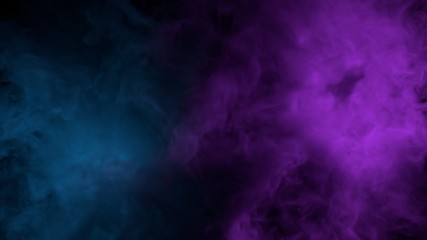 Abstract clouds of misty colorful smoke texture 3d background. Realistic purple and blue fog. Colored smoke. 3d rendering.