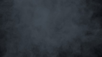 Realistic cloud fog on black background. White smoke pollution isolated on dark background. 3d rendering.