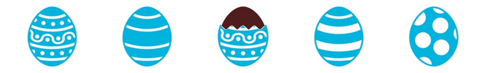 Easter Egg Chocolate Icon Blue | Painted Eggs Illustration | Happy Easter Hunt Symbol | Holiday Logo | April Spring Sign | Isolated | Variations